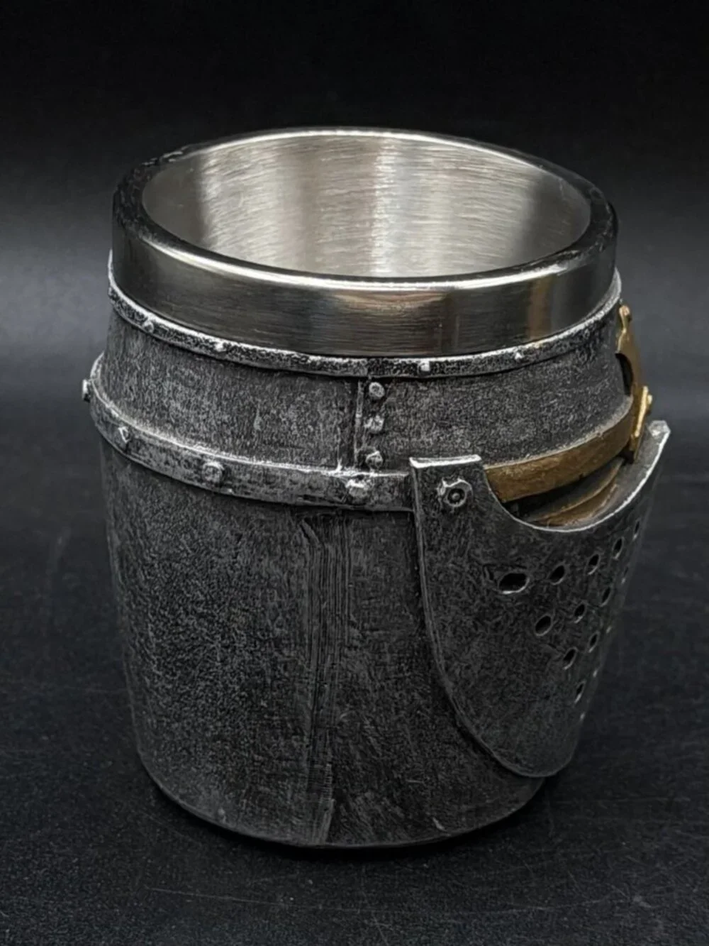 Medieval Knight Of The Cross Suit of Armor Helm Drinkware Shot Glass